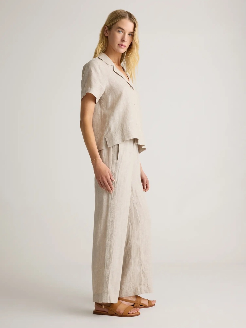Quince Natural Beige Wide-Leg Linen Pants Size XL 💯Linen - Picture 2 of 10